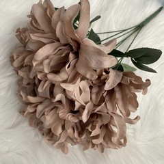 7-Head Artificial Dahlias in Velvet Fabric for Wedding Floral Arrangements