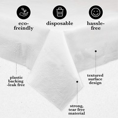 Plasticpro Disposable 3 Ply Tablecloth Absorbent Waterproof White Table Cover