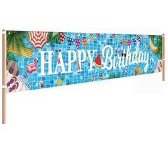 Pool Birthday Party Decorations, Extra Large Size Happy Birthday Pool Party