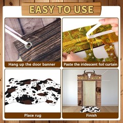 5Pcs West Cowboy Party Decorations Western Themed Saloon Door Banner Cowhide …
