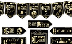 Gatsby Flapper Speakeasy Art Deco 1920s Party Bunting Arrows & Signs Decorations