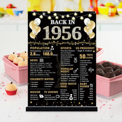 70Th Birthday Decorations Gift for Women Men, Black Gold Back in 1956 Poster Acr