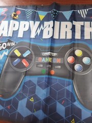 Birthday Banner For Gamers 72” X 42” Durable Tear Resistant Polyester Fabric