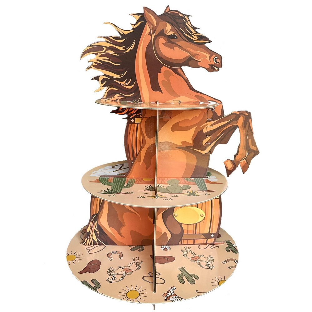 Western Horse Theme Cupcake Stand Cowboy Birthday Party Decorations 3 Tiered …
