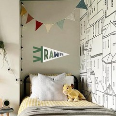 Dinosaur Playroom Decor Wall Art Felt Pennant Banner, Nursery Room Boys Bedro…