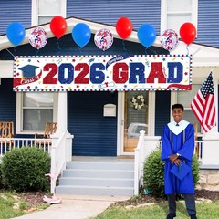 Graduation Yard Signs Red and Blue Class of 2026 Congrats Grad Banner Large with