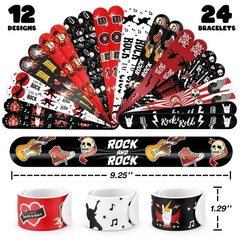 60 PCS Rock and Roll Party Favors Set – 36 Temporary Tattoos & 24 Slap Bracel…