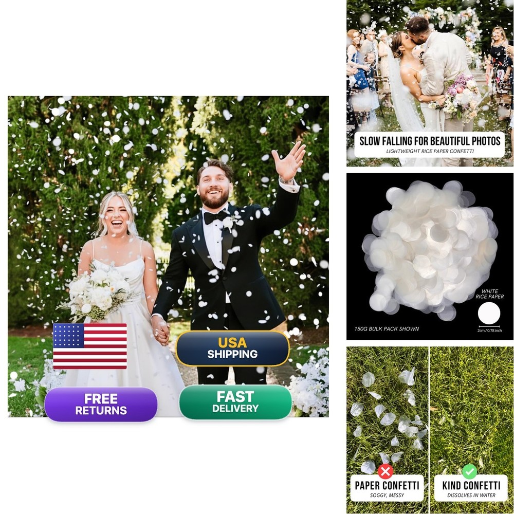 Kind Confetti White Rice Paper Wedding Confetti For Flower Girl Basket Confetti