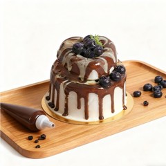 Fake Cake Dessert Artificial Cream with Chocolate Jam Blueberry Cupcake Display