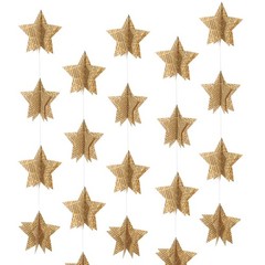 4 Pack 3D Star Garland Banner Decor, Vintage Pages Recycled Book Star Hanging…
