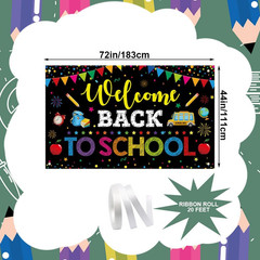 Welcome Back to School Backdrop, 72 X 44 Inch First Day of School Banner | Welco