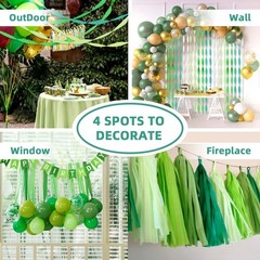 Crepe Paper Streamers 4 Rolls 328ft, Pack of Green, Turquoise, Lime and White…