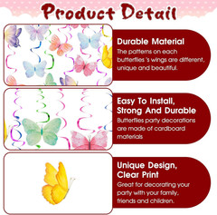 28 Pcs Butterfly Hanging Decoration, Butterfly Birthday Party Decorations Hangin