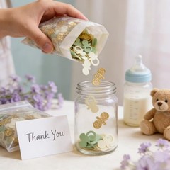 Sage Green Gold Pacifiers Table Confetti Scatters Neutral Baby Shower Boy Gir…