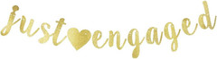 Just Engaged Banner Gold Glitter Paper Engagement Party Hanging Decoration Sign