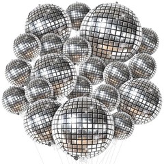, Silver Disco Ball Balloons – 32 Inch, Pack of 20 | Shiny Disco Ball for Dis…