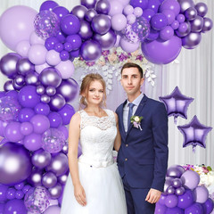 Purple Balloons Arch Garland Kit, Different Sizes Dark Light Purple Latex Metall