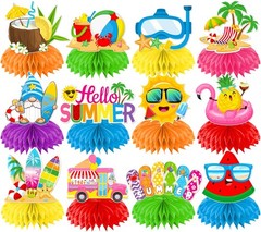 Summer Decorations Honeycomb Centerpieces, 12Pcs Beach Party Decor Table Deco…