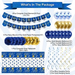Graduation Decorations 2026 Navy Blue and Gold Grad Party Decorations Includi…
