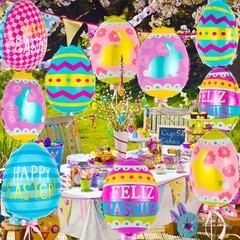 20PCS Easter Egg Foil Balloons Happy Easter Party Decor Mylar Balloons Set