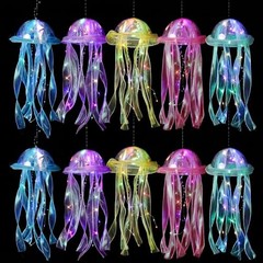 Jellyfish Decor, 10 Pcs Jellyfish Lanterns – Yellow, Pink, Purple, Blue, Green