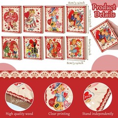 8 Pcs Vintage Valentine’s Day Decorations Retro Valentine Wooden Sign Table C…