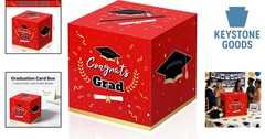 2026 Graduation Card Box – Large Red Foldable Party Decorations & Gifts
