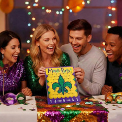 8 Pcs Mardi Gras Board Game Purple Green Gold Table Disk Drop Game Set Fleur De