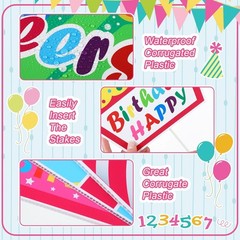 Happy Birthday Yard Signs with Stakes Birthday Lawn Signs Waterproof Outdoor