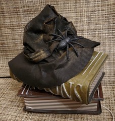 Animated Moving Talking Light-Up Witch Hat on Potion Books Halloween Decor NEW