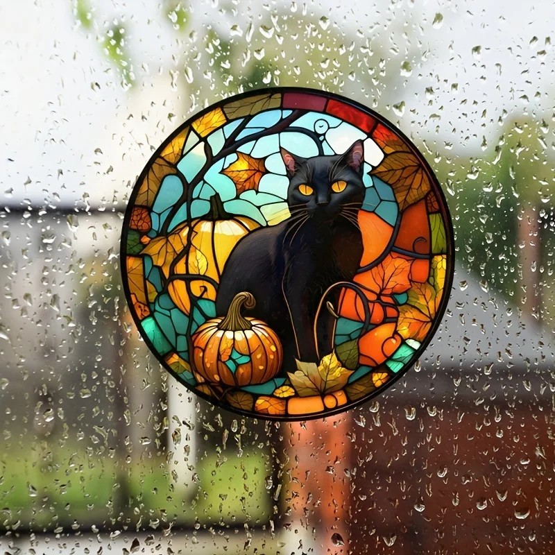 Halloween Black Cat Static Window Cling Glass Sticker Party Decoration Spooky De