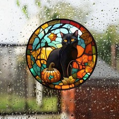 Halloween Black Cat Static Window Cling Glass Sticker Party Decoration Spooky De