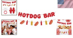 Festive Hotdog Bar Banner Set – Ideal Decorations for Kids & Adult Parties