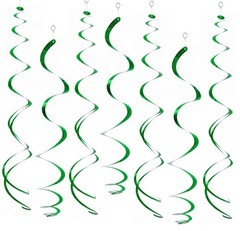 30 PCS Green Hanging Swirl Decorations, Ceiling Swirls Plastic Party Streamer