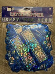 HAPPY NEW YEAR Banner 7.5Ft Metallic Bright Multi-Colored New