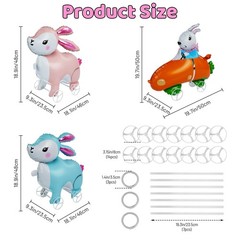 3Pcs Easter Walking Bunny Balloons With Wheels for , Pull Along Walking Bunny…