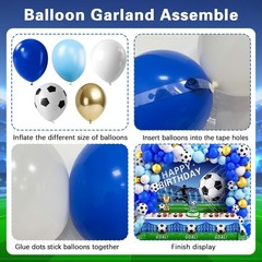 Soccer Party Decorations 116Ppcs 16Ft Blue Balloons Arch Kit Backdrop Cake To…