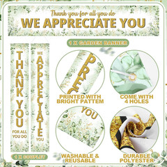 3 Pcs Eucalyptus Appreciation Banner We Appreciate Thank You for All You Do Back