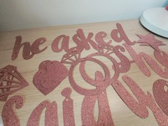 Bunting Decorations Party ‘He Asked She Said Yes Engagement’ Banner DIY Pink