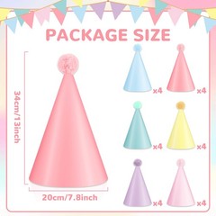 24 PCS Rainbow Party Hats Pastel Rainbow Themed Paper Hats Pastel Party Birth…