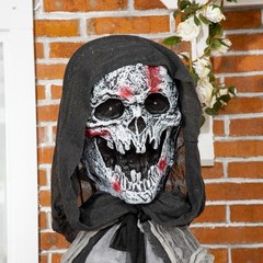 74″Life Size Halloween Skeleton Witch w/ Light Up Eyes,Scary Animated Prop Decor