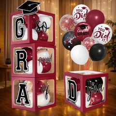 2026 Graduation Decorations – Maroon Balloon Boxes with Letters 2026 Grad & S…