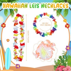 400 Counts Hawaiian Leis Necklace Bulk Tropical Luau Decorations Flower Lei C…