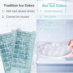 100 Pack Reusable Ice Cube for Drinks, Clear Round Shape Plastic ic… Fast Ship