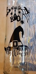 Halloween Light Up Bottle Home Decoration White Wire Lights Witch Hat Decal Boo