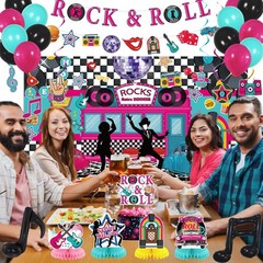 1950’s Rock and Roll Party Decorations – 50’s Photo Diner Backdrop, Rock and …