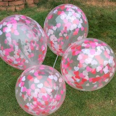 100g Heart Confetti, 1 Inch, Tissue Paper, White, Pink, Red, Table Scatter