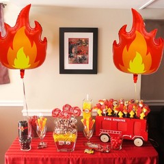 5Pcs 30 Inch Large Fire Balloons, Aluminum Foil Flame Balloons Decorations, R…