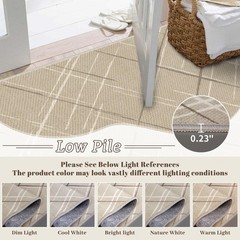 TTelephant 3×5 Area Rug Washable Entryway 3′ x 5′ (Rectangular), Line-beige