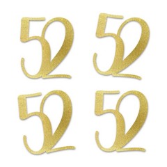 Gold Glitter 52 CutOut Numbers 52nd Birthday Party Anniversary Decorations